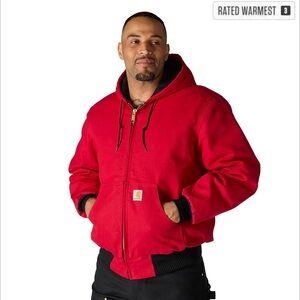 Carhartt J140 Men's Quilted Flannel Lined Duck Active Jacket Red Large Rare